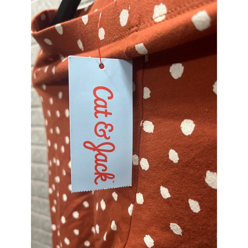 Cat & Jack Girls XXL 18 Rust Orange Polka Dot Durable Knee Leggings NWT